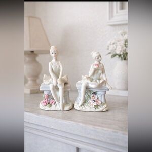 2 Vintage Porcelain Ballerina Figurines. Delicate | Pastel |Decor | Feminine EUC